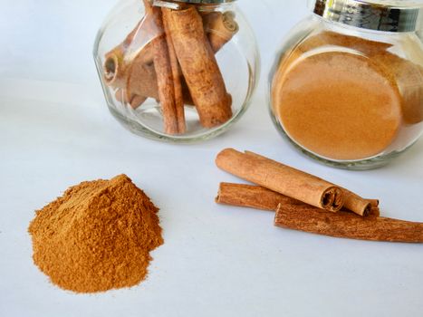 Close Up of Cinnamon Sticks and Powder