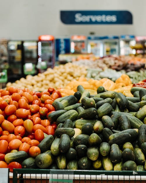 Vegetable Stand Inside a Supermarket