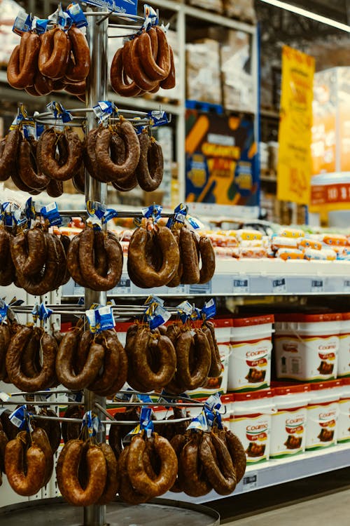 Sausages on a Stainless Steel Stand