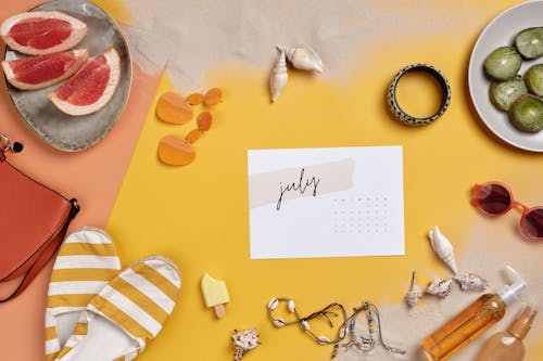 Fruit and Accessories on a Yellow Background