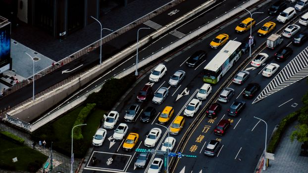 Cars on Highway in Traffic