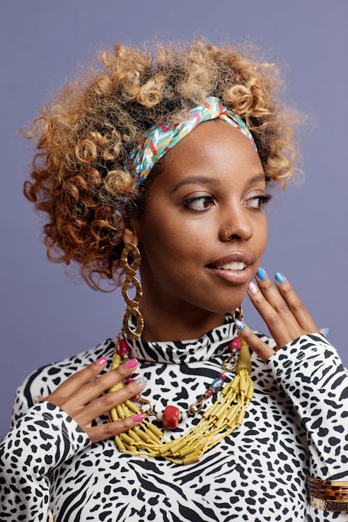 A Woman with Colorful Manicured Nails