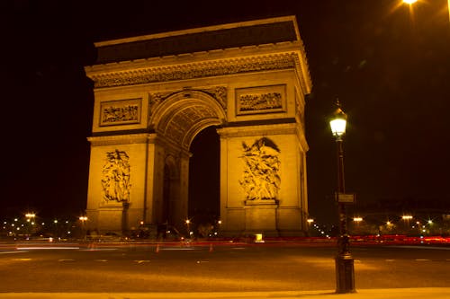 The Arc De Triomphe During Night Time