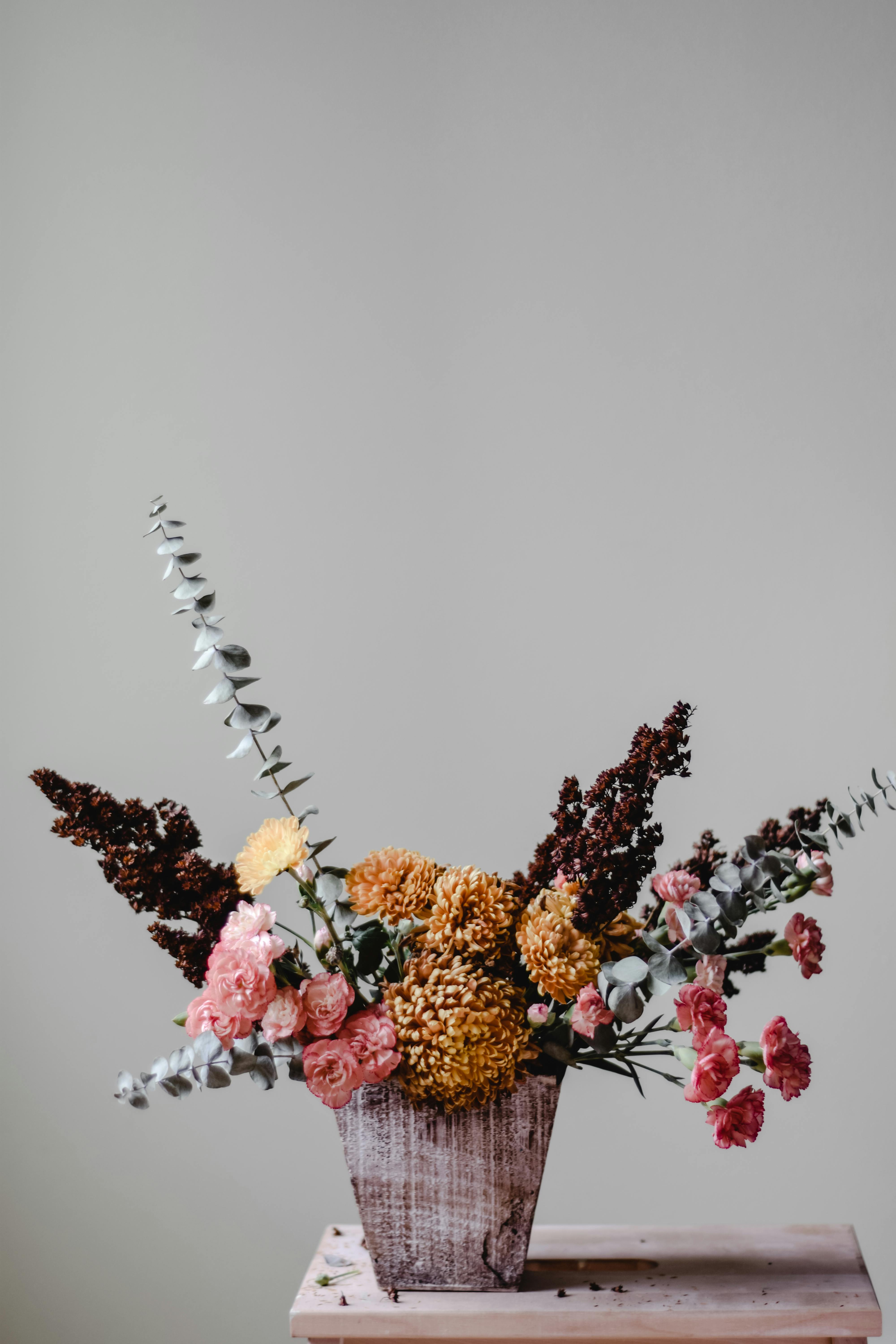 bouquet of flowers on table in room