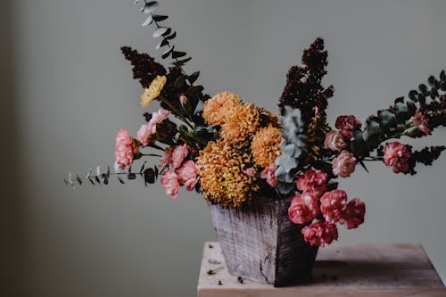 A Close-Up Shot of a Flower Arrangement on a Vase