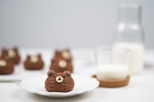 Free Brown Cookie on White Ceramic Saucer Stock Photo