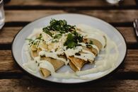 White Ceramic Plate With Green Vegetable and White Sauce