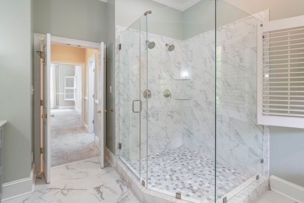 Curbless walk-in shower small bathroom Riverside County