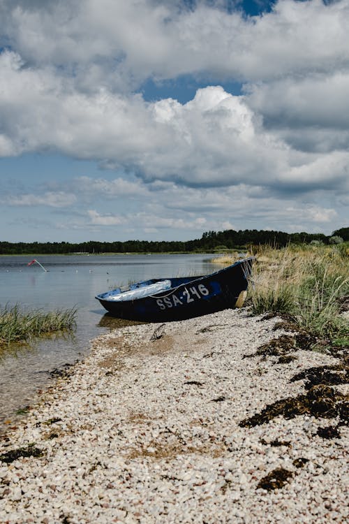 Blue Boat on Shore