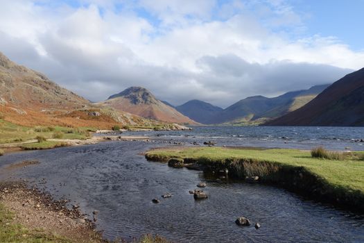 River in Mountain Landscape in Summer 