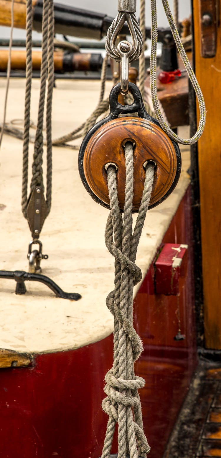 Photograph Of A Wooden Pulley