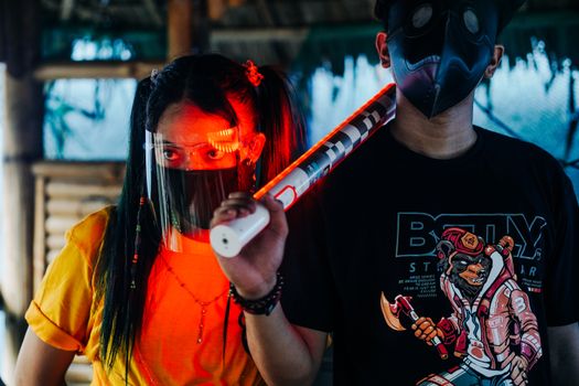 Man and Woman in Masks