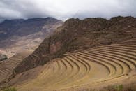 Scenery of Terraces and Mountains under Cloudy Sky