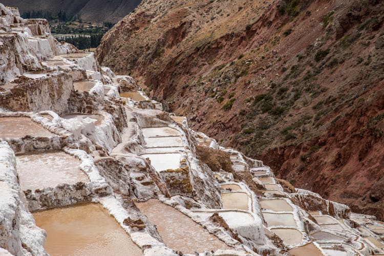 Natural Salt Wells In Mountain Landscape