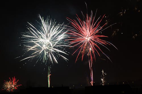 Free Red and White Fireworks during Nighttime Stock Photo