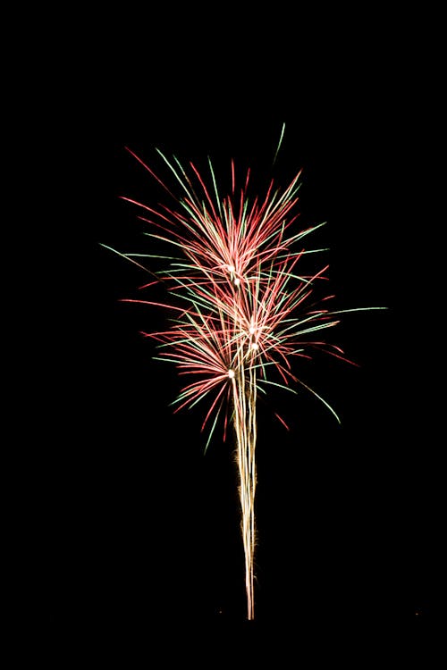 Free Red and White Fireworks in the Sky Stock Photo