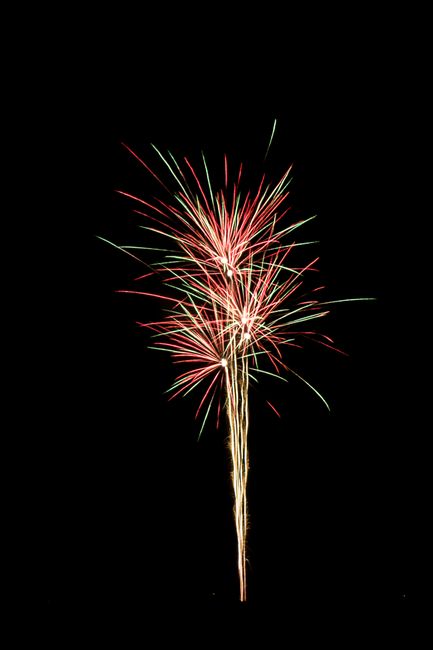 Fotomural Fuegos artificiales brillantes explotando en el cielo nocturno, capturando la esencia de la celebración.