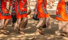 Barefoot Legs of African Women Dancing Ceremonial Dance