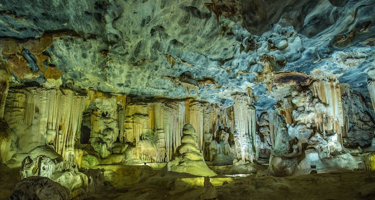 Stalactites And Stalagmites In Grotto