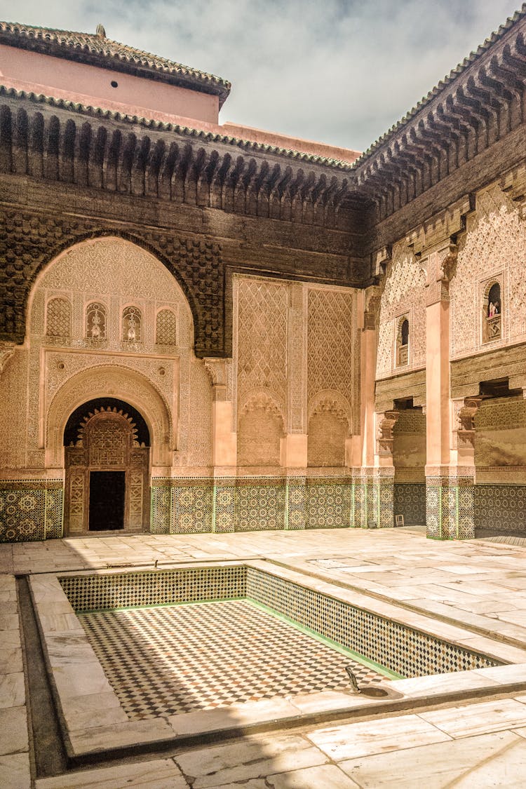 Empty Pool In A Castle Courtyard