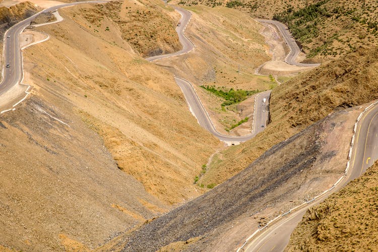 Texture Of A Barren Land And Winding Roads