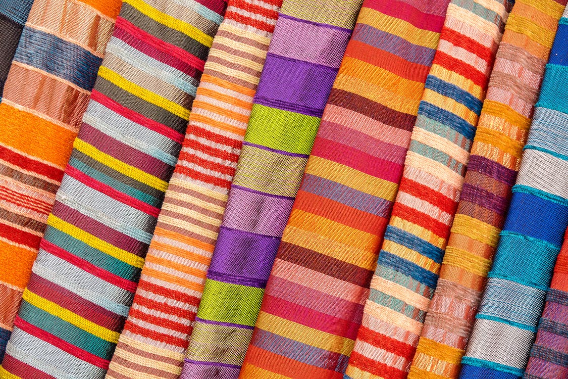Free Purple Yellow and Pink Striped Textile Stock Photo