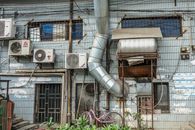 Building Exterior with Air Conditioners