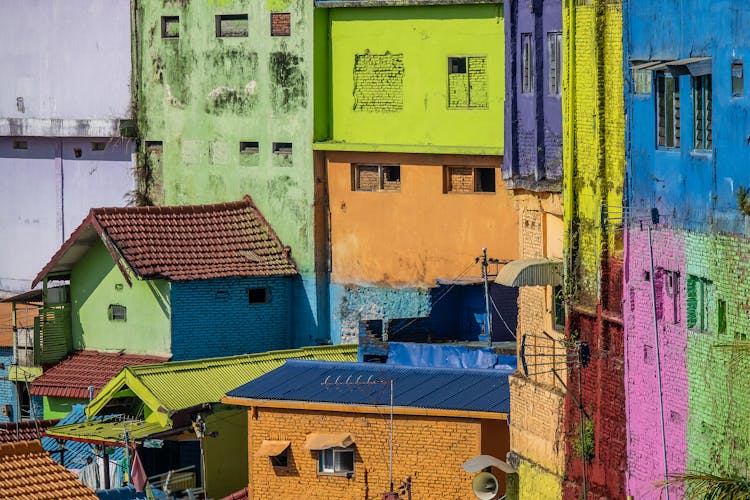 Colorful Brick Buildings Of Town