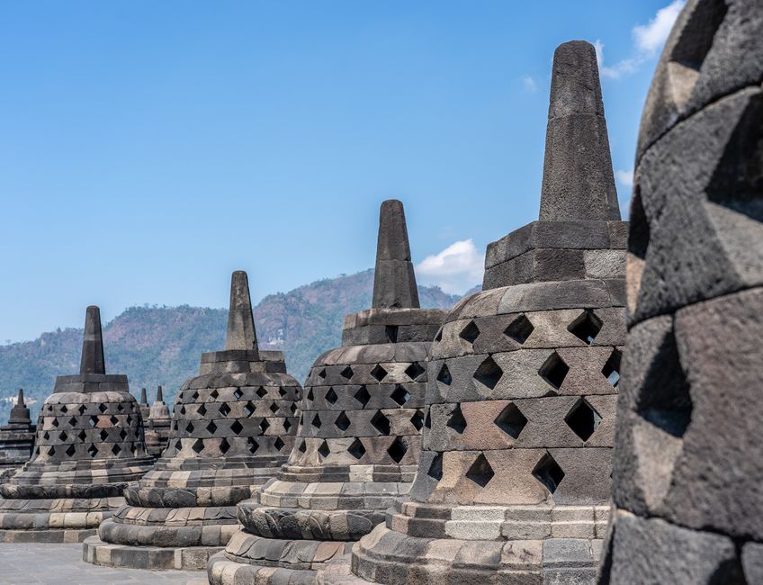 Majestic Borobudur Temple at sunrise in Indonesia