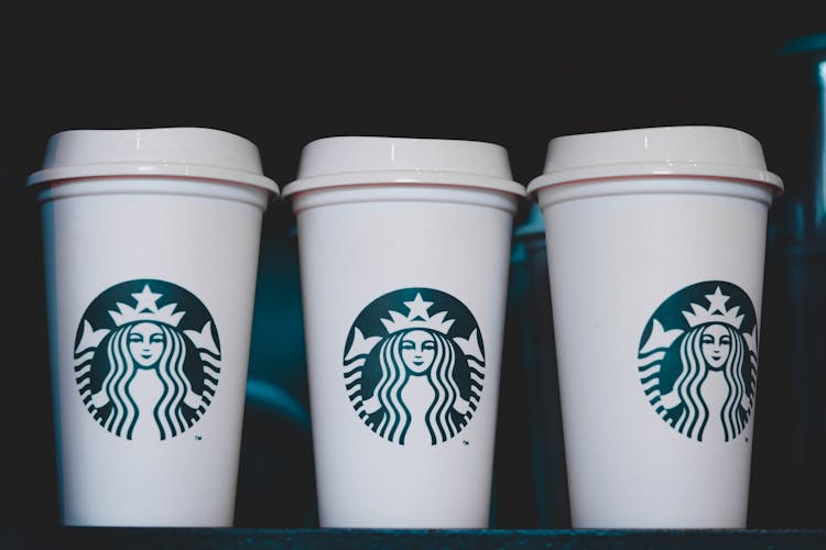 Close-up Of Starbucks Cups