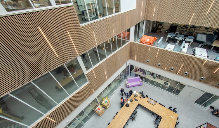 High Angle View On A Modern Office And A Cooperative Office Space 