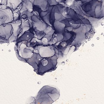 Elegant abstract fluid ink art in dark blue with shimmering gold accents, rich textures and flowing design.