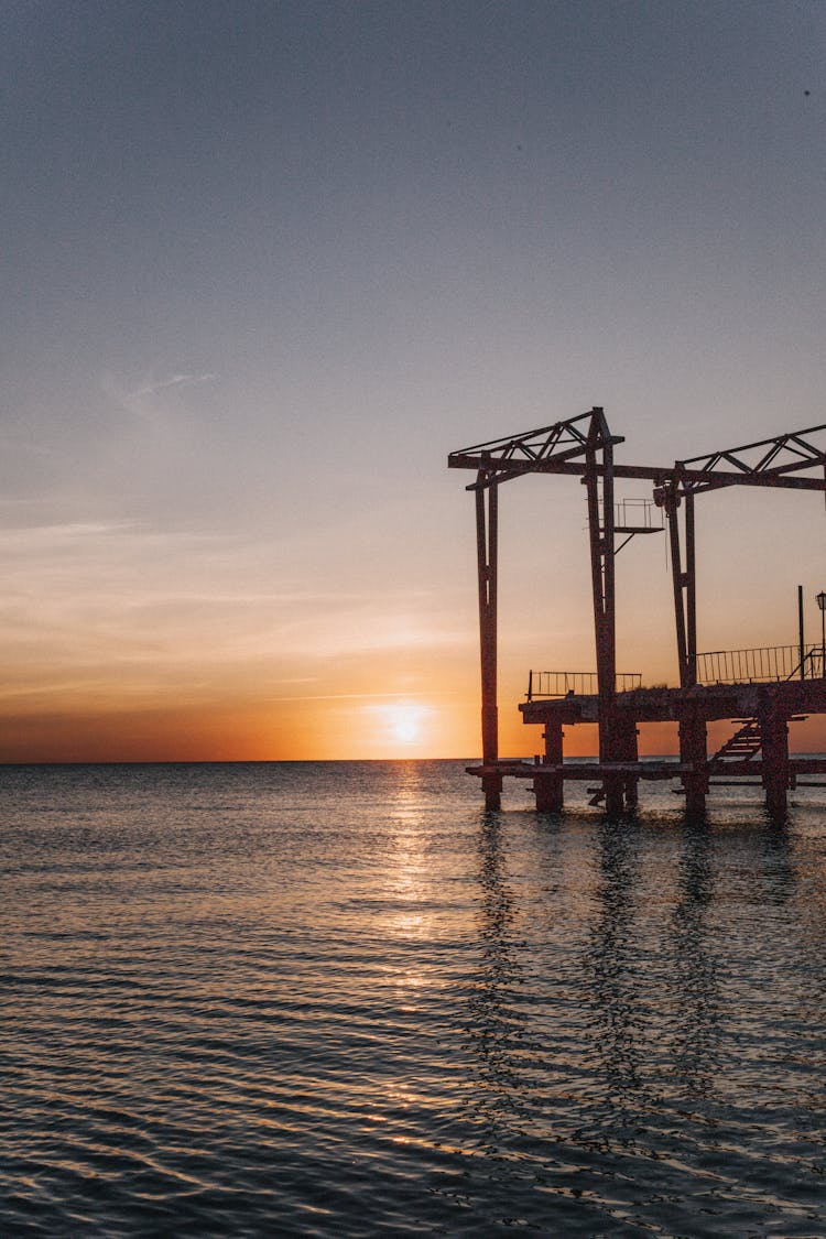 Offshore Platform Against Sunset