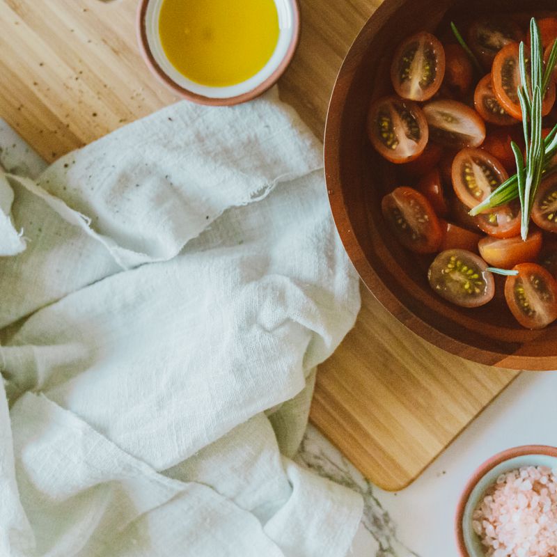 Air Fryer Charred Cherry Tomato and Olive Oil Amaranth