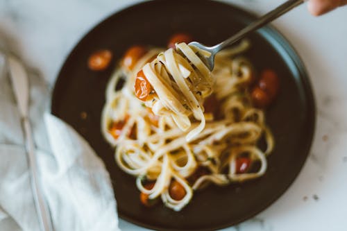 Close-up View of Pasta Meal