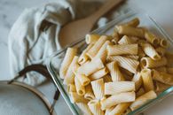 Brown Pasta on Stainless Steel Tray