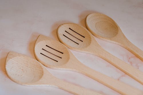 Close-up View of Wooden Kitchenware