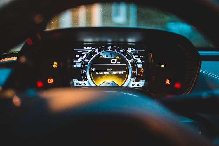 Bright Dashboard With Numbers In Modern Car