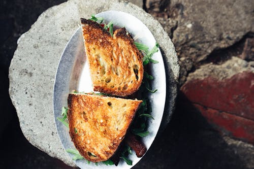 Free Slice Sandwich in Plate Stock Photo