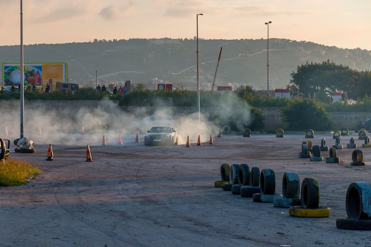 A Car In A Drift Course