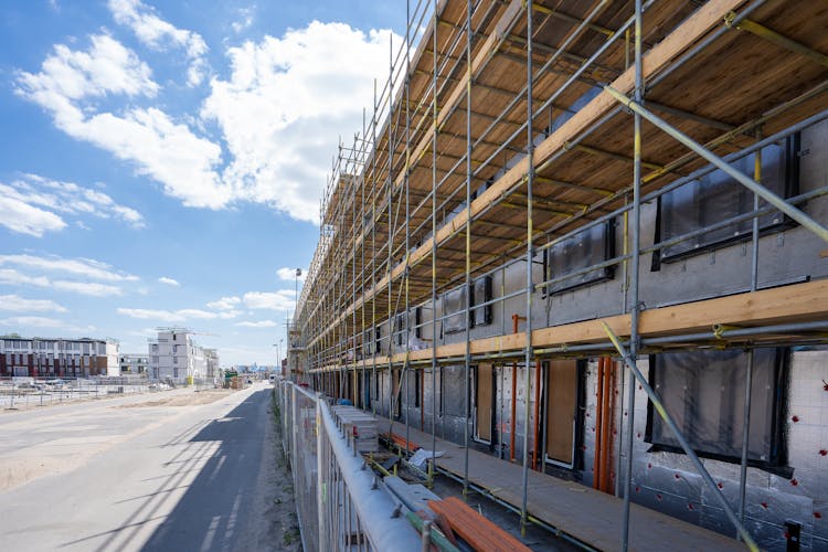 View Of Building Facade Under Construction Works