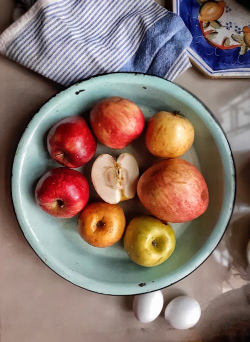 Kostenloses Stock Foto zu äpfel, aufsicht, essensfotografie