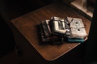 Bunch of cassettes near window