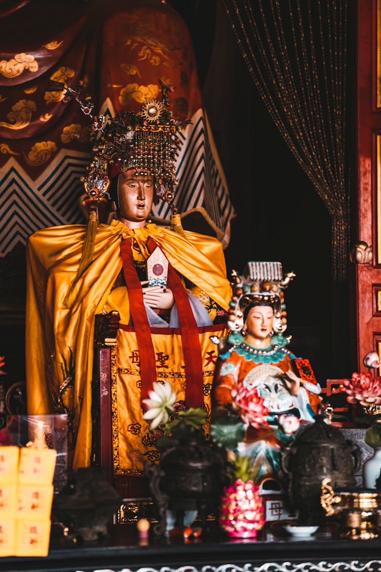 Buddha Statues In A Temple