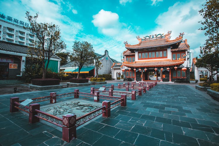 Ancient Temple Preserved In Contemporary Chinese Town 