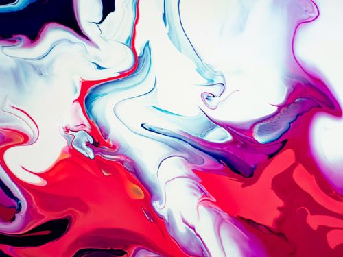 Free Dynamic fluid art with swirling red, purple, and white colors, showcasing abstract patterns. Stock Photo