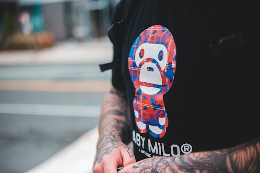 Crop anonymous man with tattoos on arms in black t shirt standing on street in daytime