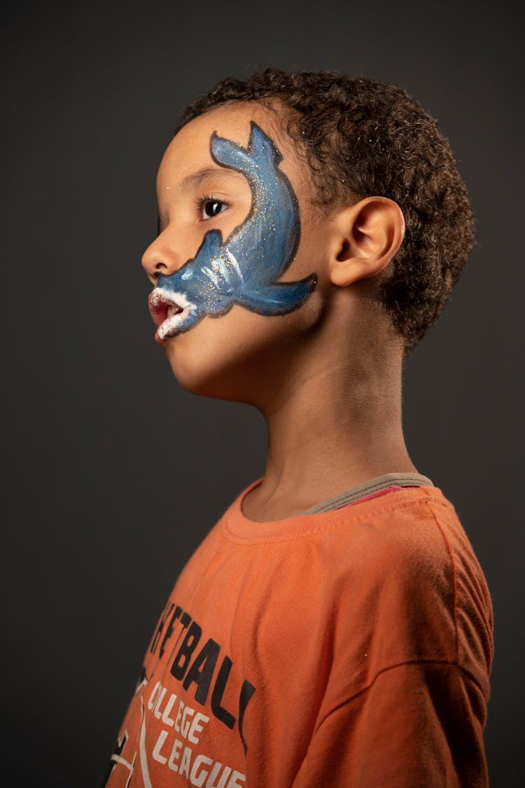 Boy With Shark Painting On Face