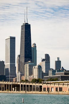 芝加哥天际线的景色令人惊叹，其中就包括著名的海滨约翰·汉考克中心