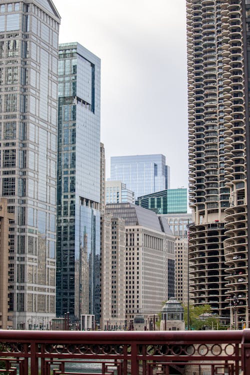 Free Modern Glass Skyscrapers in a Citys Downtown  Stock Photo